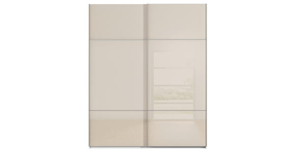 SCHWEBETÜRENSCHRANK 181/223/67 cm 2-türig Weiß, Champagner - Champagner/Alufarben, KONVENTIONELL, Glas/Holzwerkstoff (181/223/67cm) - Novel