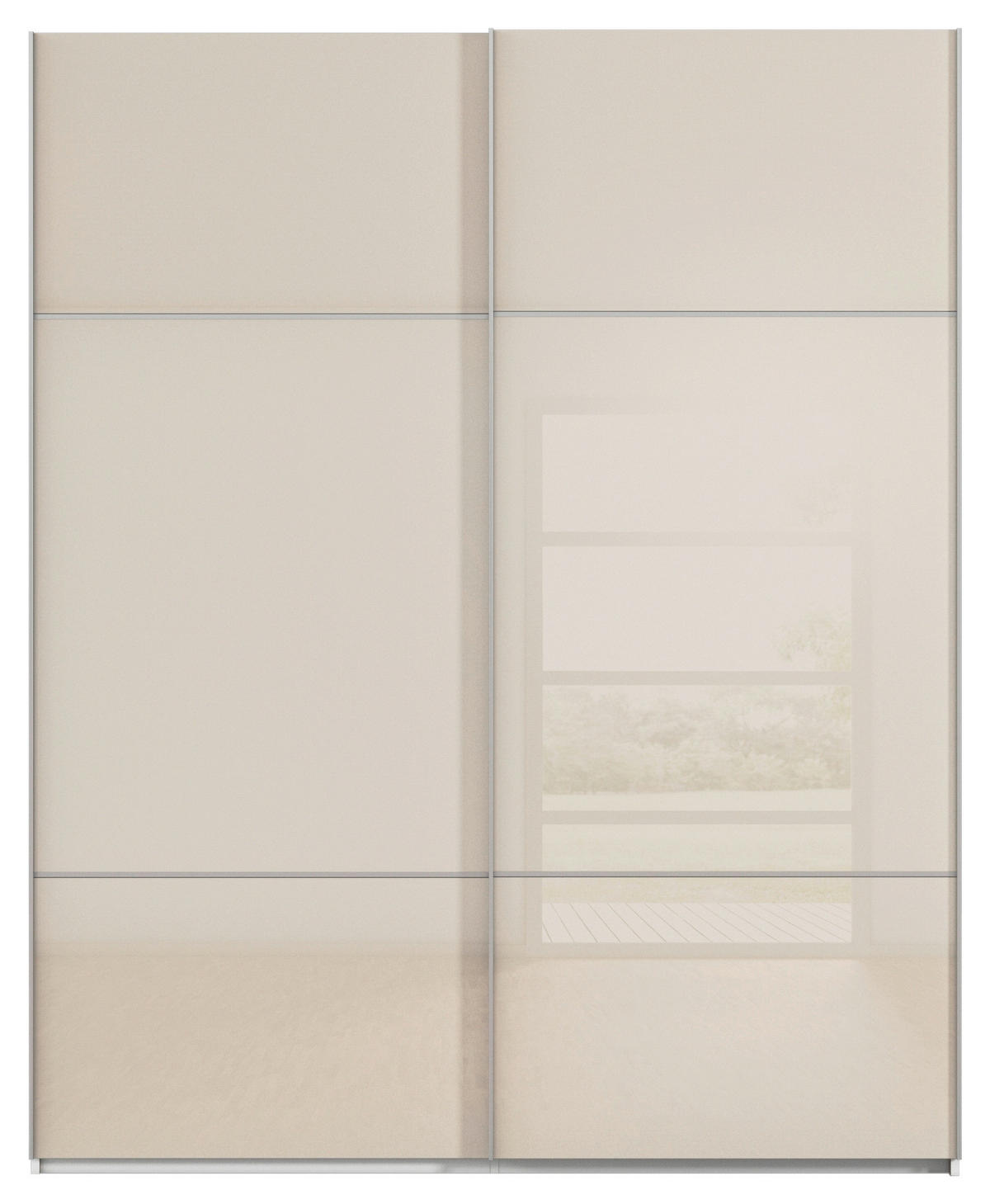 SCHWEBETÜRENSCHRANK in Weiss, Champagner  - Weiss/Champagner, Konventionell, Glas/Holzwerkstoff (181/223/67cm) - Novel