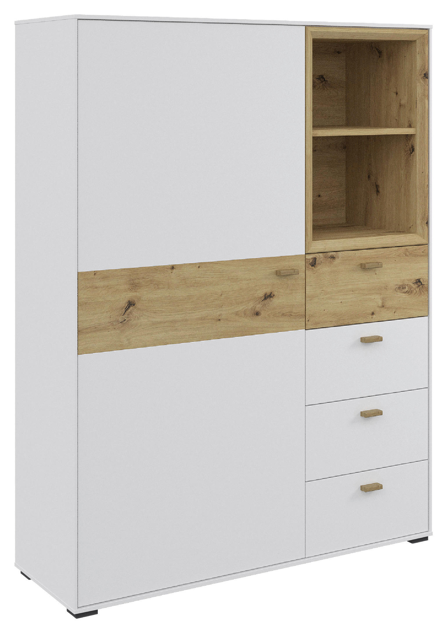 HIGHBOARD  in 105/140,2/38 cm  - Eichefarben/Schwarz, MODERN, Holz/Holzwerkstoff (105/140,2/38cm) - Hom`in