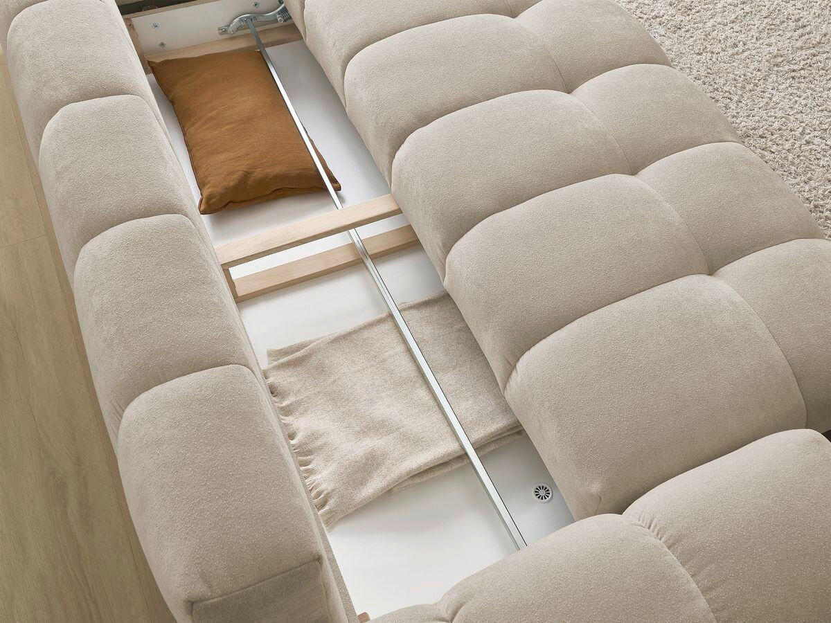 SCHLAFSOFA EVEREST  mit Rücken echt, Armteil links, Armteil rechts Struktur Taupe  - Taupe/Schwarz, MODERN, Kunststoff/Textil (278/90/115cm)