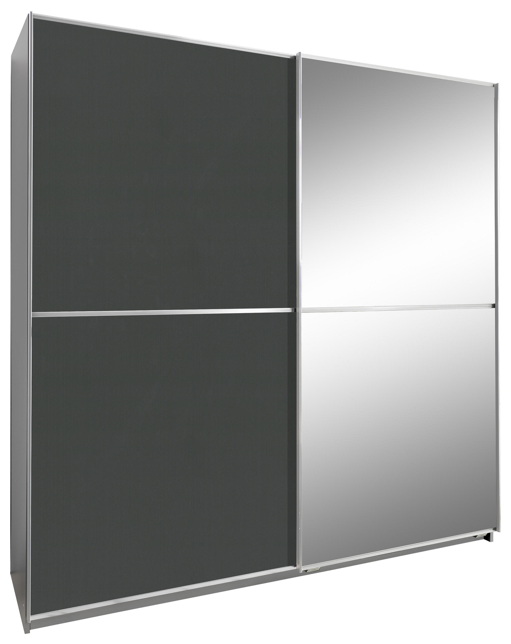 Schwebetürenschrank in Graphitfarben, Alufarben