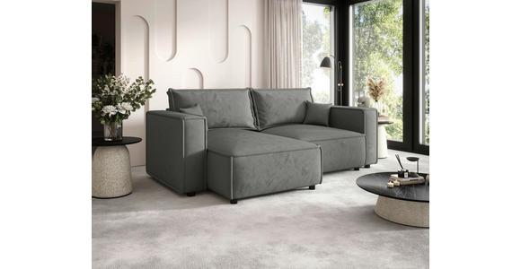 ECKSOFA Grau Webstoff Zierkissen, Rückenkissen, Rücken echt  - Schwarz/Grau, MODERN, Kunststoff/Textil (153/250cm) - Xora