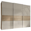SCHWEBETÜRENSCHRANK in Eichefarben, Sandfarben  - Sandfarben/Chromfarben, Basics, Glas/Holzwerkstoff (249/222/68cm) - Moderano