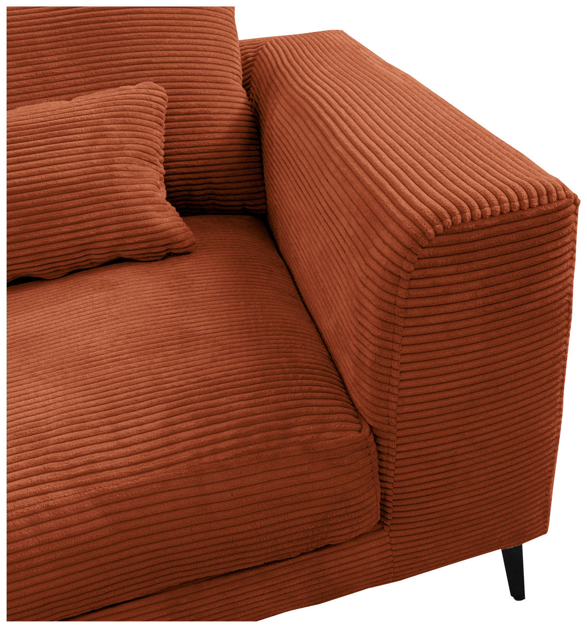 ECKSOFA in Cord Kupferfarben  - Schwarz/Kupferfarben, Design, Textil/Metall (172/313cm) - Livetastic
