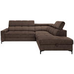 ECKSOFA Dunkelbraun Struktur Bettkasten, Kopfteilverstellung, Liegefläche im Originalstoff  - Dunkelbraun/Schwarz, MODERN, Textil/Metall (254/212cm) - Carryhome