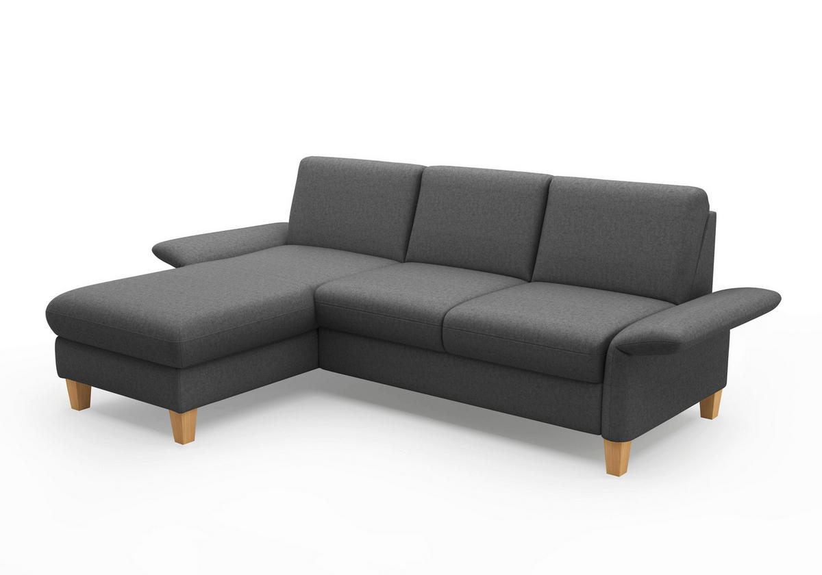 ECKSOFA ROCHELLE E Dunkelgrau Flachgewebe  - Eichefarben/Dunkelgrau, KONVENTIONELL, Holz/Textil (164/251cm) - Sit & More
