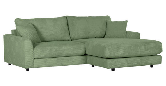ECKSOFA Olivgrün Cord  - Schwarz/Olivgrün, Design, Kunststoff/Textil (240/175cm) - Landscape
