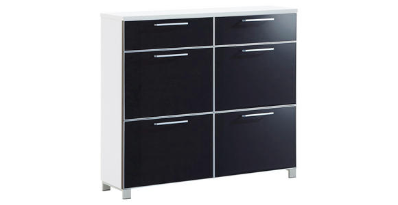 SCHUHSCHRANK Santina  in 121/108/31 cm  - Chromfarben/Anthrazit, Design, Glas/Holzwerkstoff (121/108/31cm) - Novel