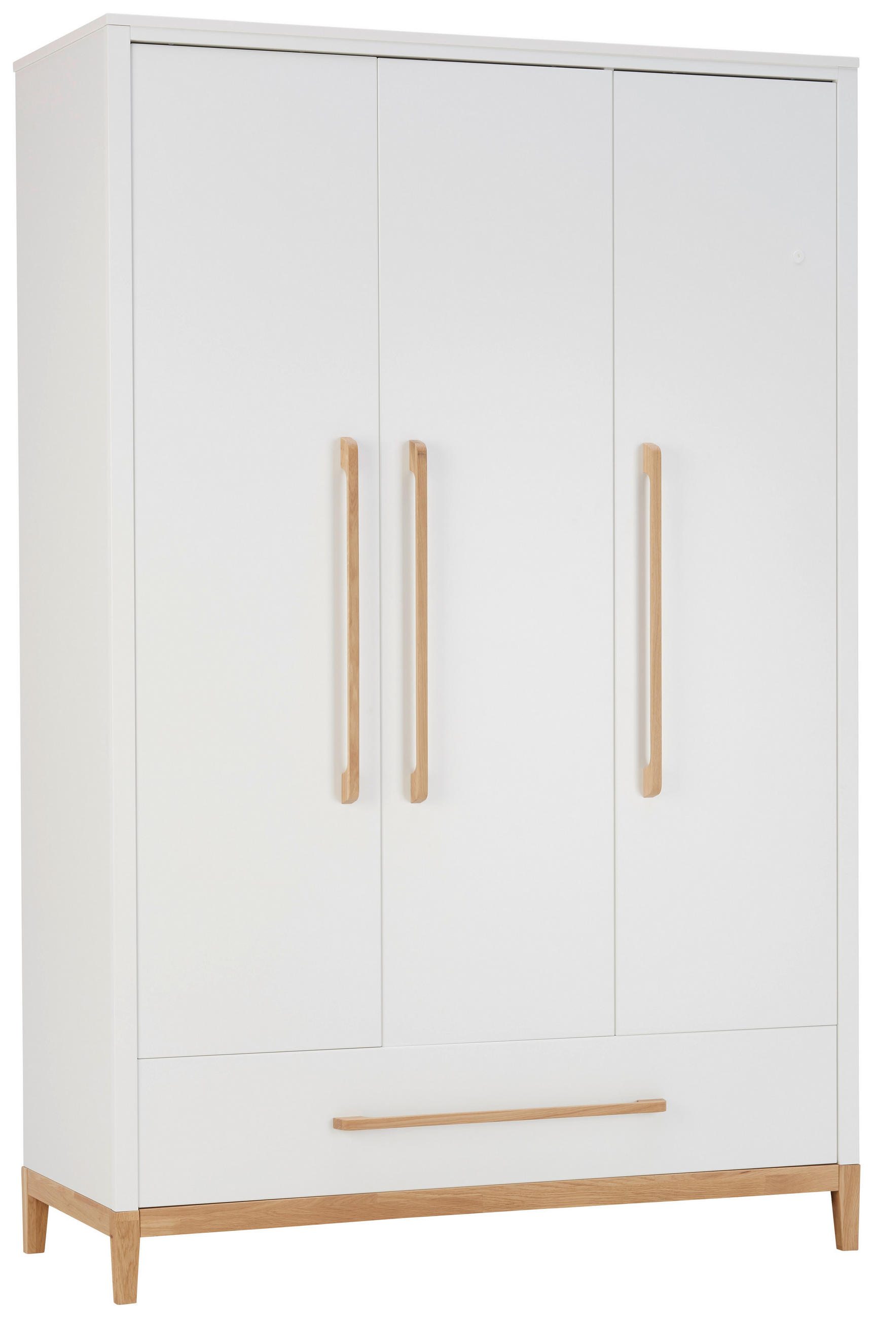 Stylife Kleiderschrank Weiß, Eiche 135x206x55 cm