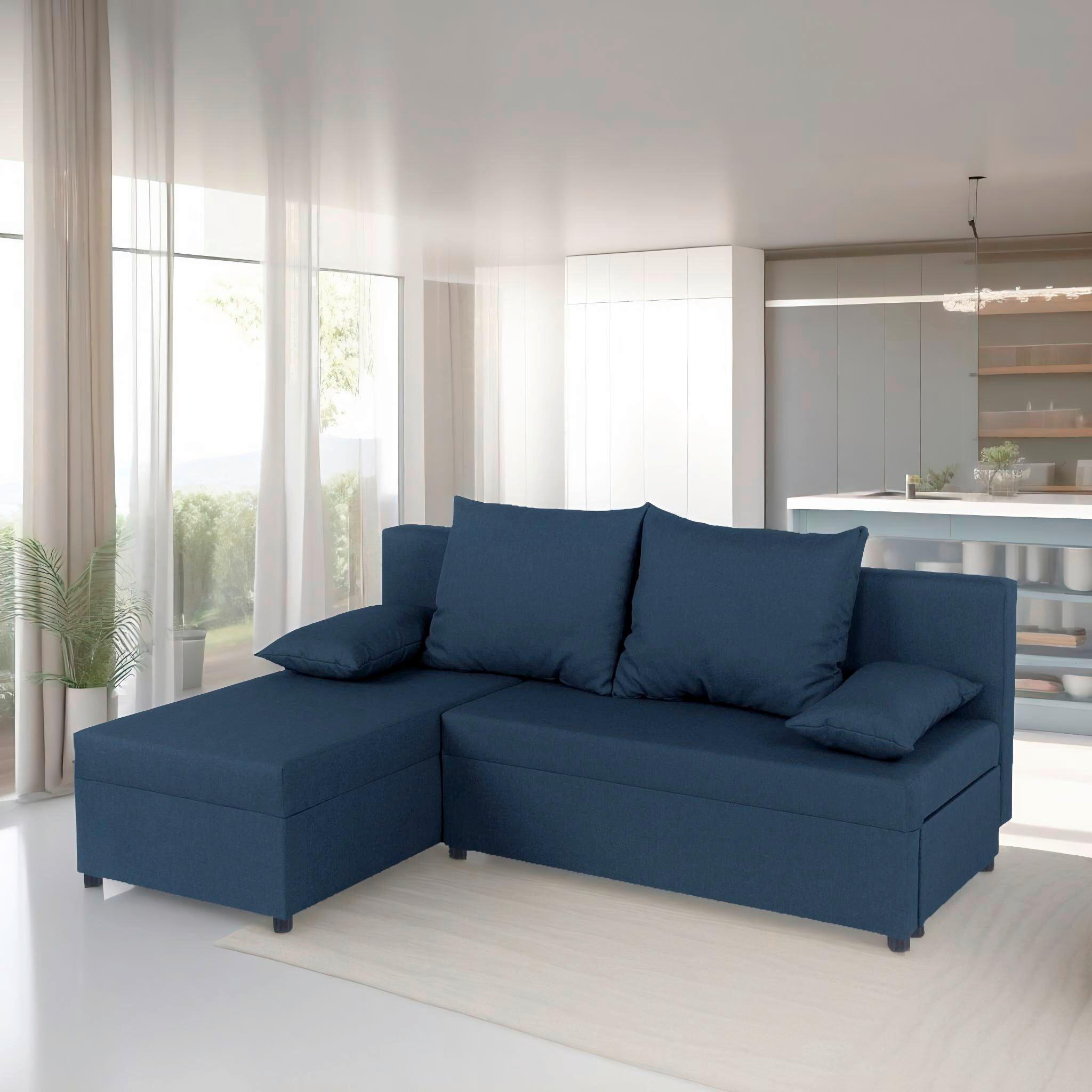ECKSOFA Blau  - Blau/Schwarz, Design, Kunststoff/Textil (195/147cm) - P & B