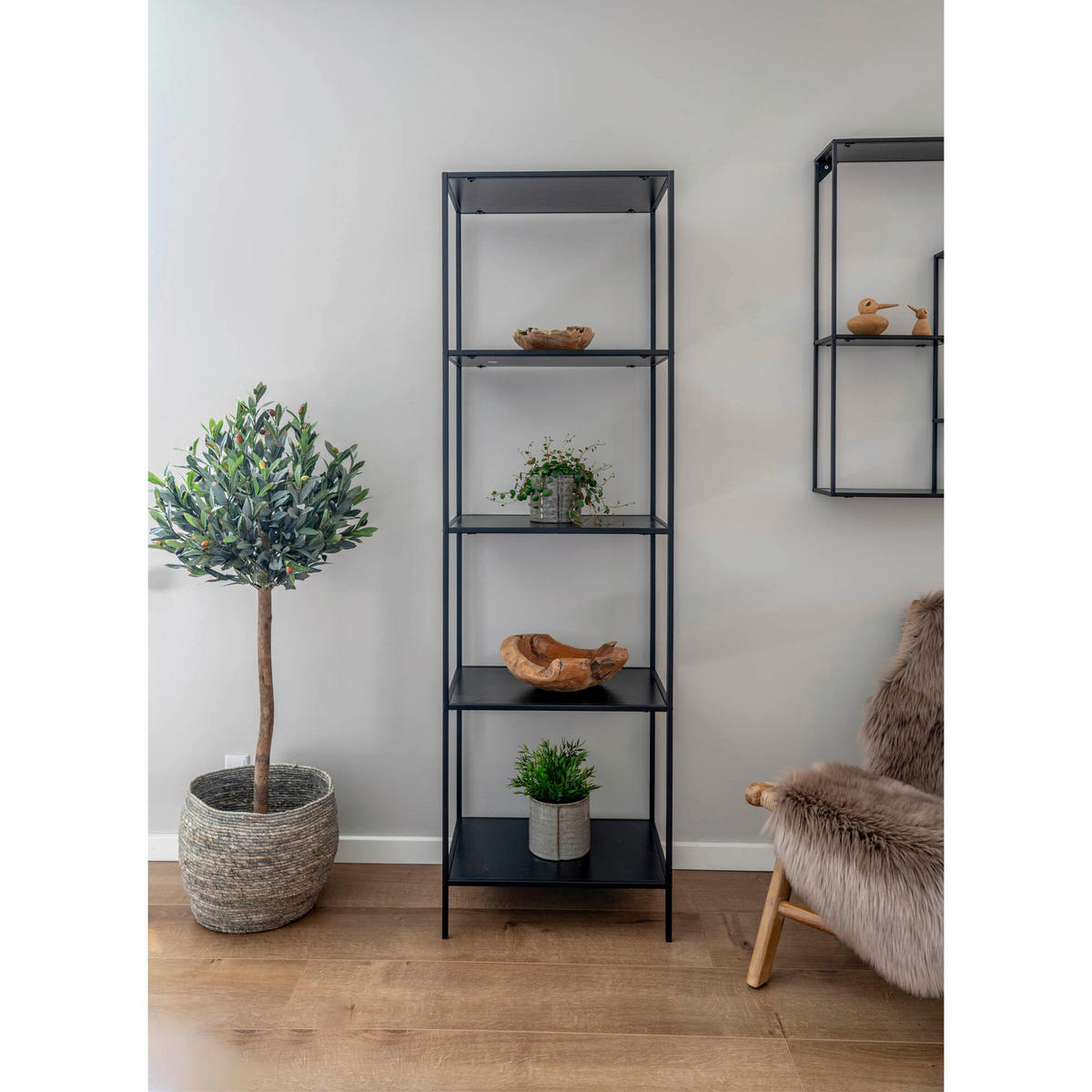 REGAL Schwarz  - Schwarz, Design, Holzwerkstoff/Metall (51/170/36cm) - MID.YOU
