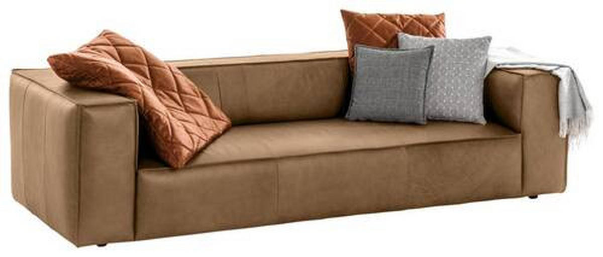 3-SITZER-SOFA Echtleder Fango  - Fango/Schwarz, MODERN, Leder/Kunststoff (260/66/104cm) - Chilliano