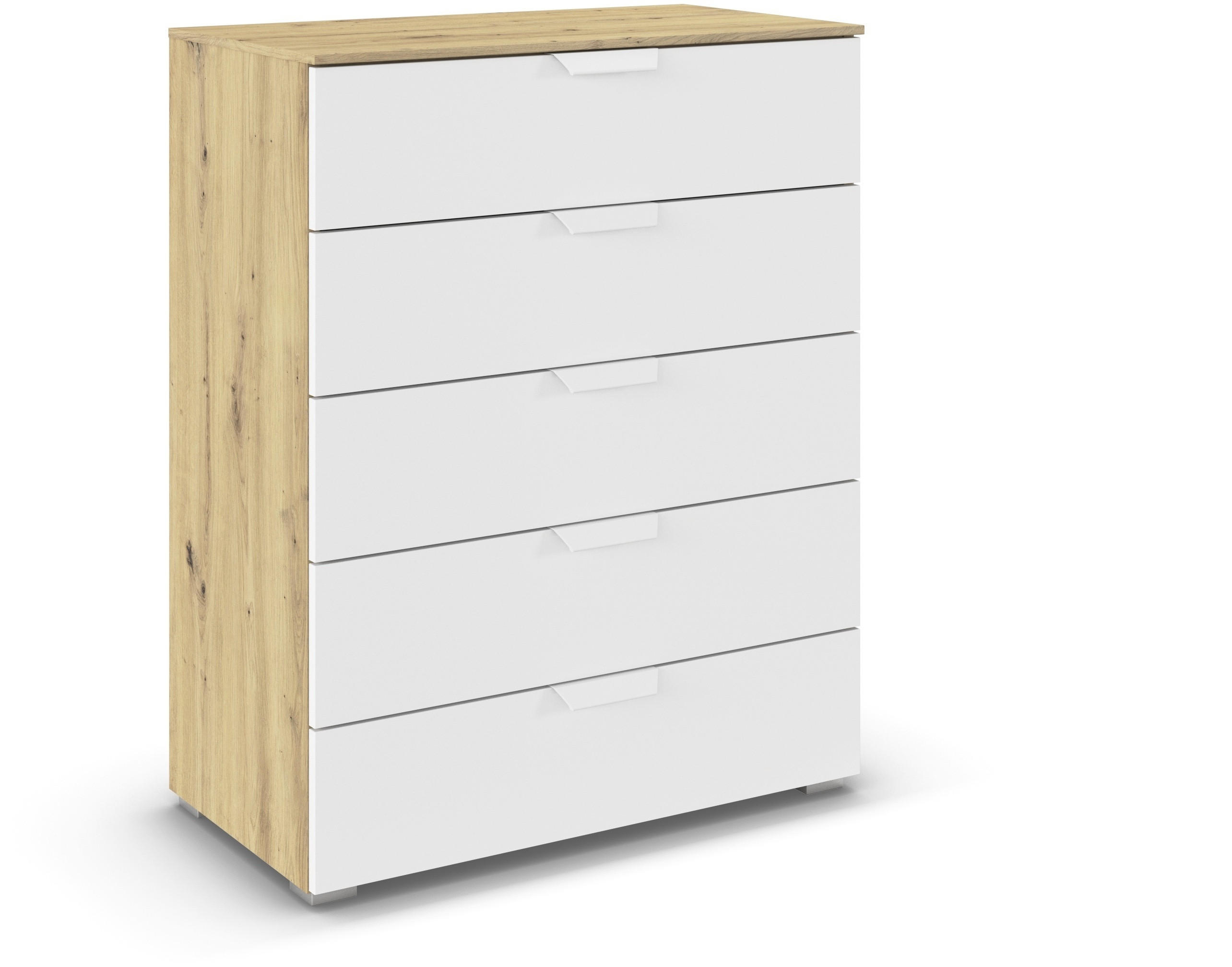 Carryhome Kommode Weiß, Eiche Artisan 80x100x43 cm