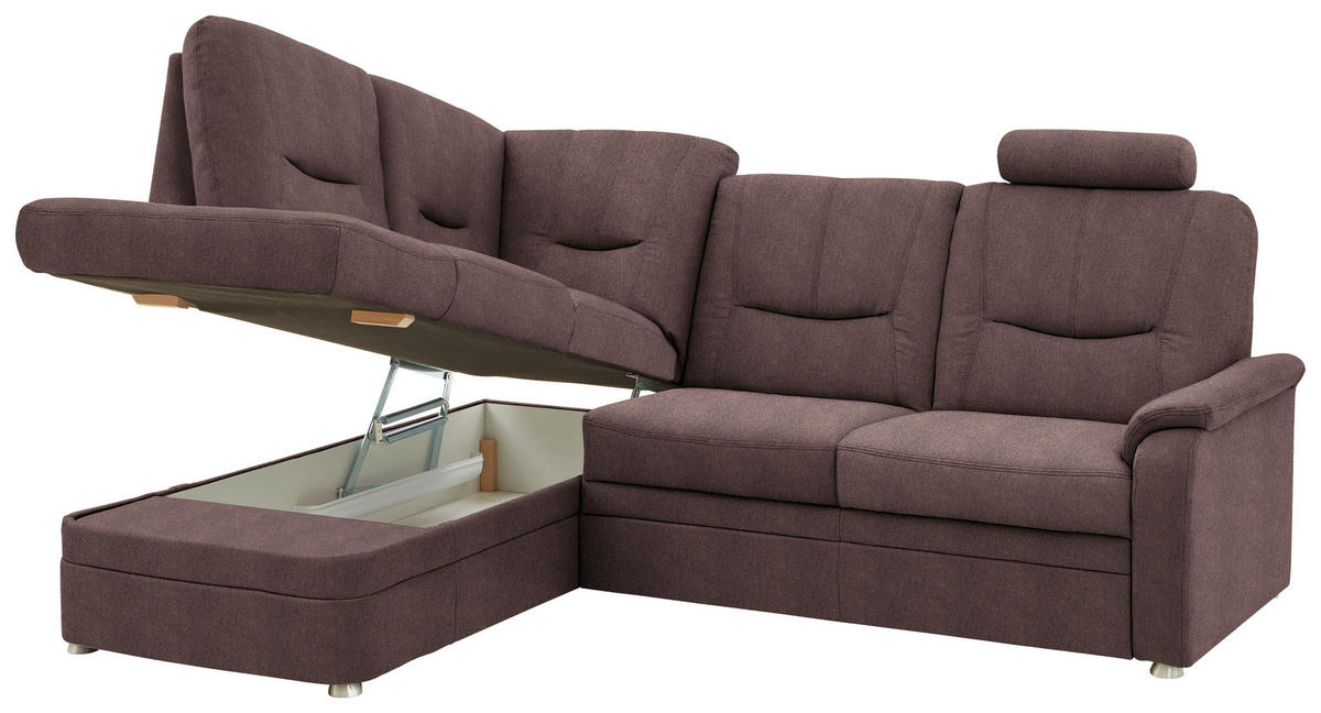 ECKSOFA  in Chenille Braun  185/235 cm  - Schwarz/Braun, KONVENTIONELL, Kunststoff/Textil (185/235cm) - Beldomo Comfort