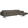 ECKSOFA  in Echtleder Graubraun  305/163 cm  - Eichefarben/Graubraun, Design, Leder/Holz (305/163cm) - Novel