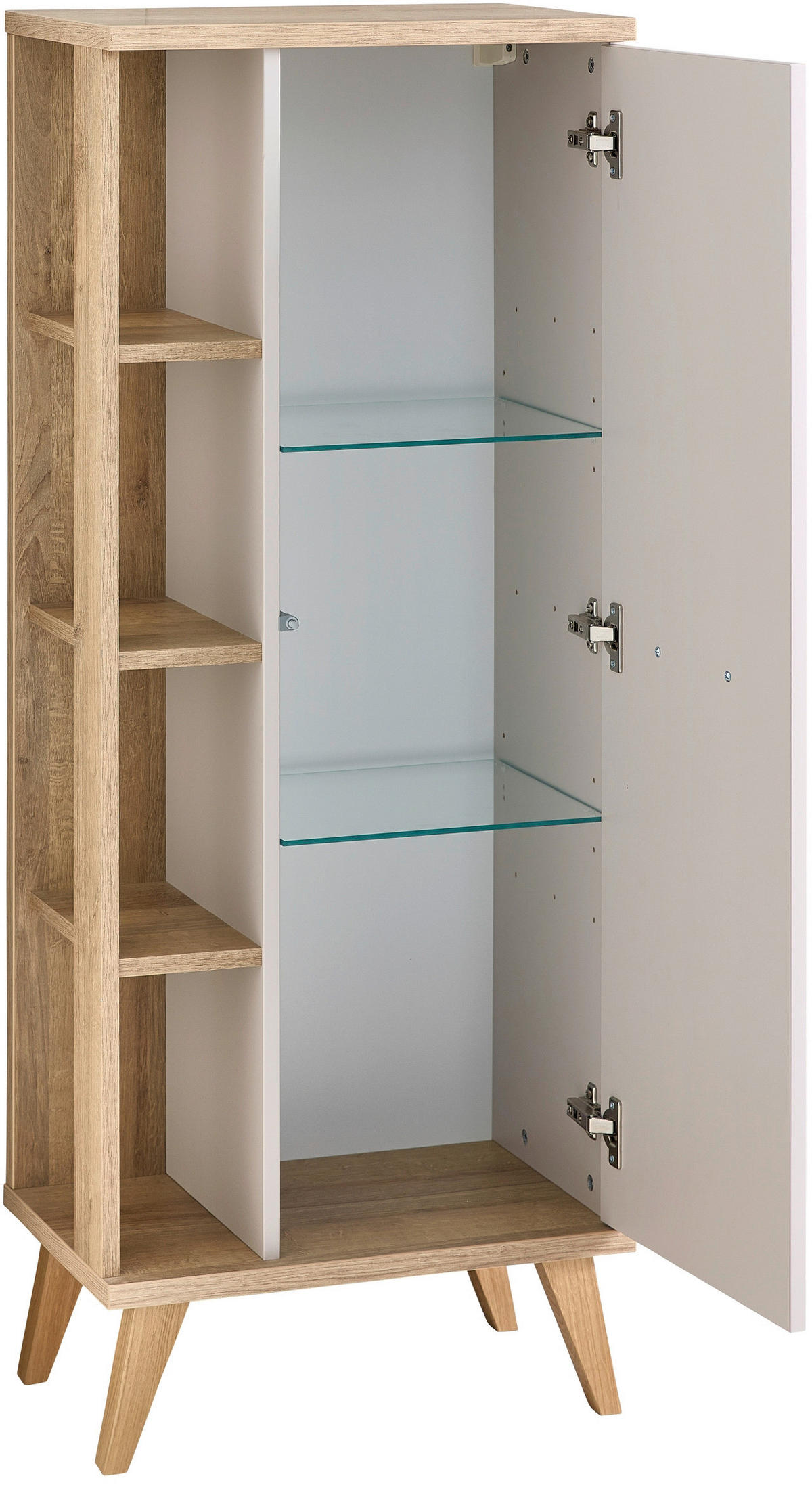 MIDISCHRANK 50,5/128/33 cm  - Kaschmir/Eichefarben, ROMANTIK / LANDHAUS, Glas/Holzwerkstoff (50,5/128/33cm) - Xora