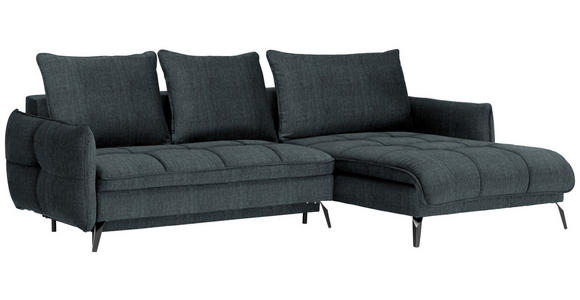 ECKSOFA in Flachgewebe Blau, Grün  - Blau/Schwarz, Design, Textil/Metall (273/180cm) - Hom`in