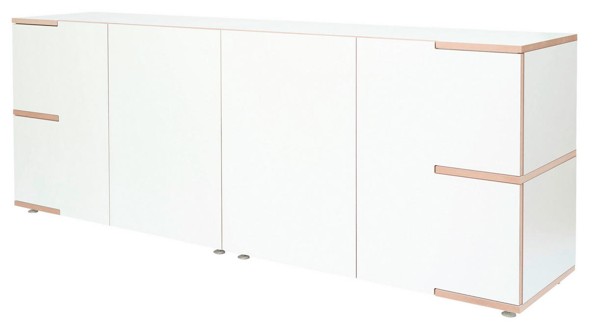 SIDEBOARD  in 200/75/45 cm  - Buchefarben/Alufarben, Design, Holzwerkstoff (200/75/45cm) - Tojo
