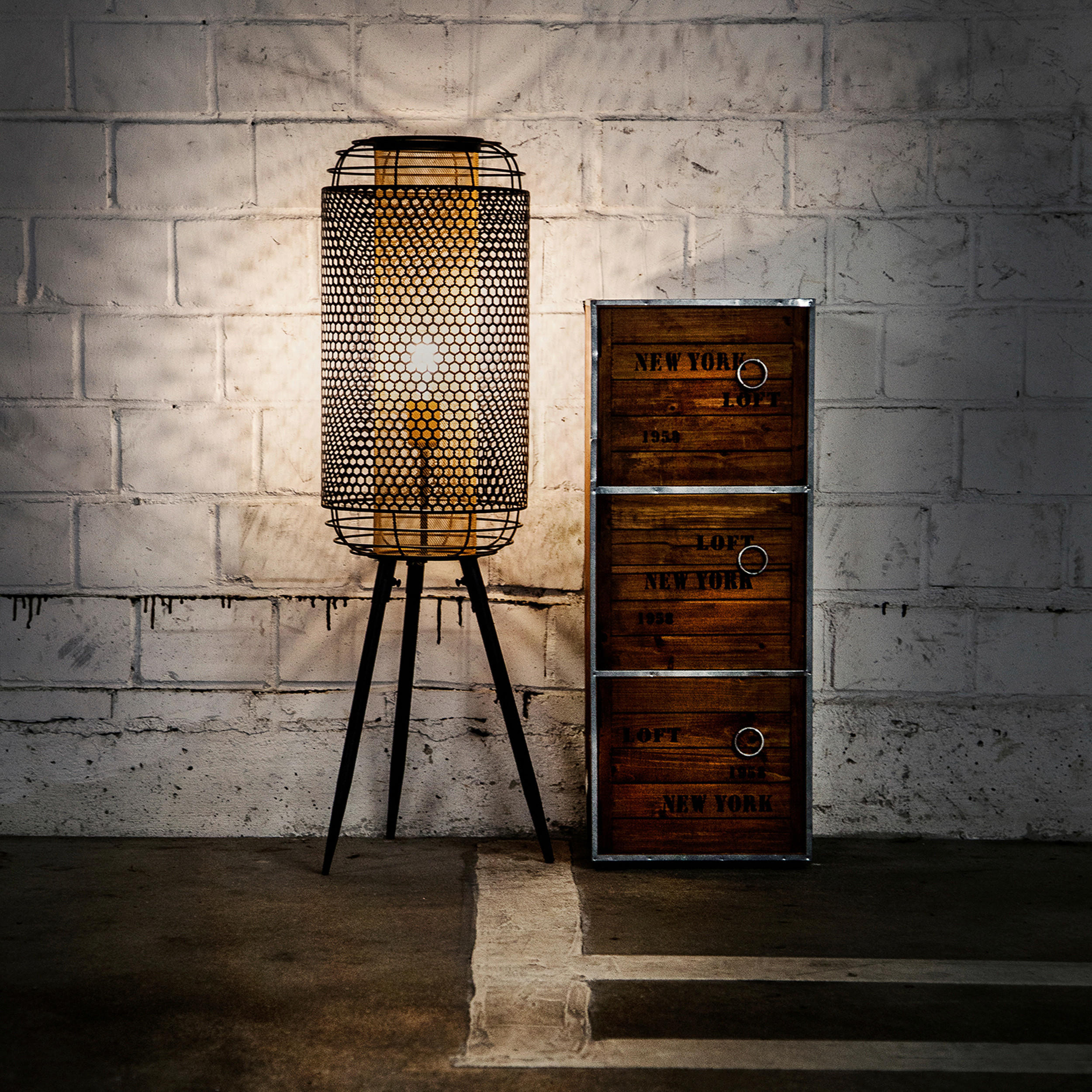 GOLVLAMPA Denton 30/110 cm    - svart/guldfärgad, Design, metall (30/110cm) - Globo