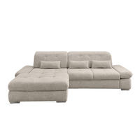 ECKSOFA in Chenille Beige  - Chromfarben/Beige, Design, Textil/Metall (196/300cm) - Livetastic