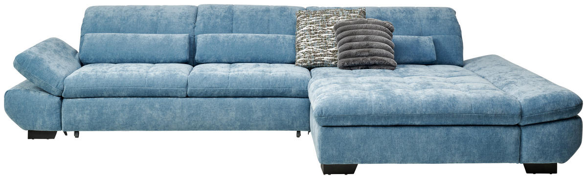 ROHOVÁ SEDACIA SÚPRAVA, textil, pastelová modrá - čierna/pastelová modrá, Design, kov/textil (341/204cm) - Xora