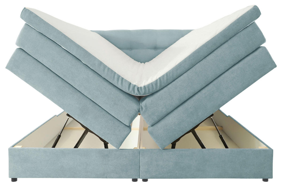 BOXSPRINGBETT 160/200 cm  in Hellblau  - Schwarz/Hellblau, KONVENTIONELL, Kunststoff/Textil (160/200cm) - Carryhome