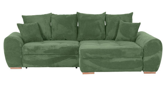 ECKSOFA Olivgrün Cord  - Eichefarben/Olivgrün, KONVENTIONELL, Holz/Textil (276/177cm) - Carryhome