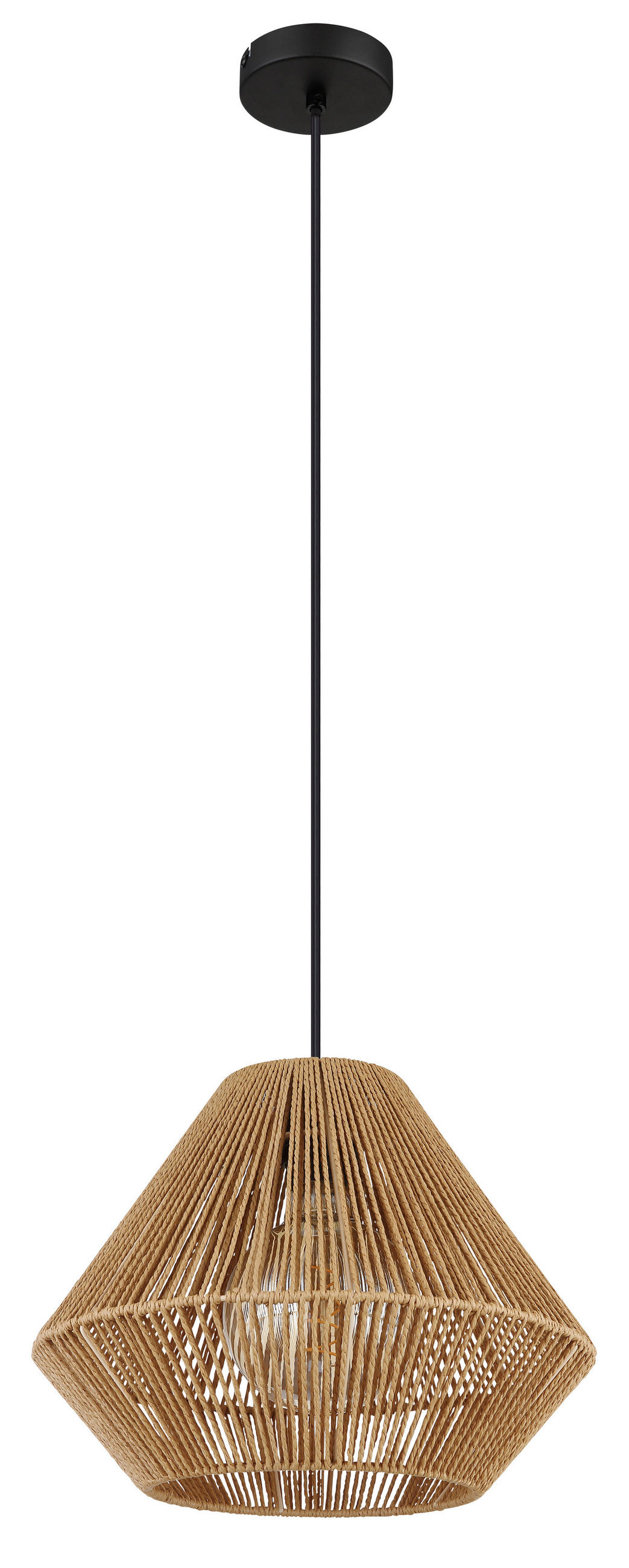 HÄNGLAMPA HOUDINI 35/120 cm  - svart/naturfärgad, Natur, metall/plast (35/120cm) - Globo