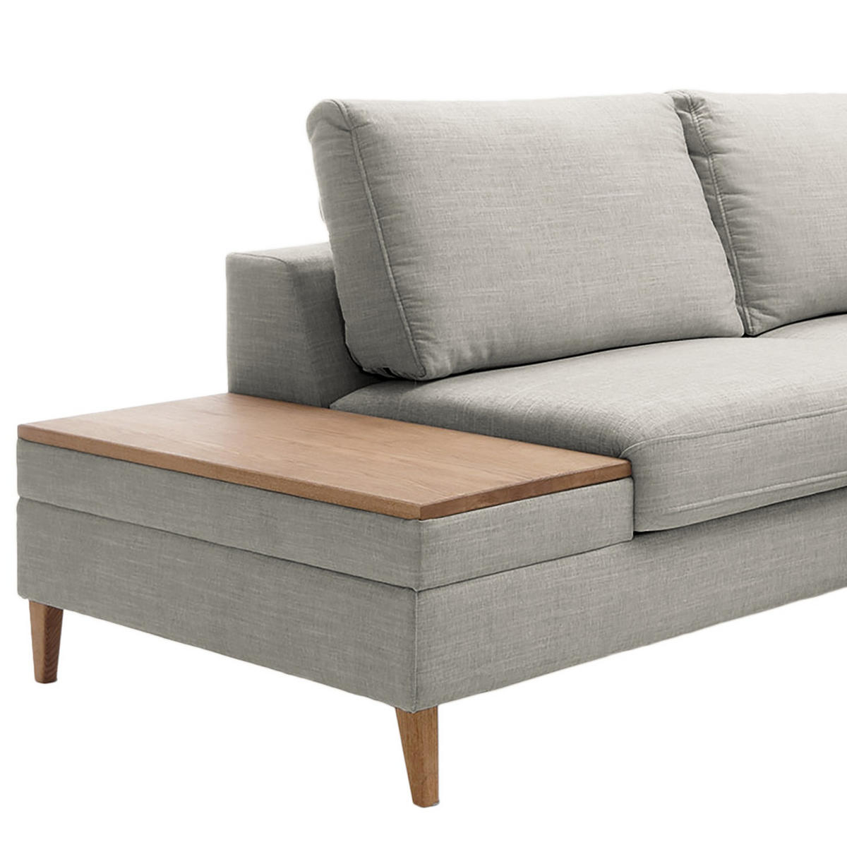 ECKSOFA in Webstoff Grau  - Eschefarben/Grau, Modern, Holz/Textil (260/90/204cm) - Trendmanufaktur