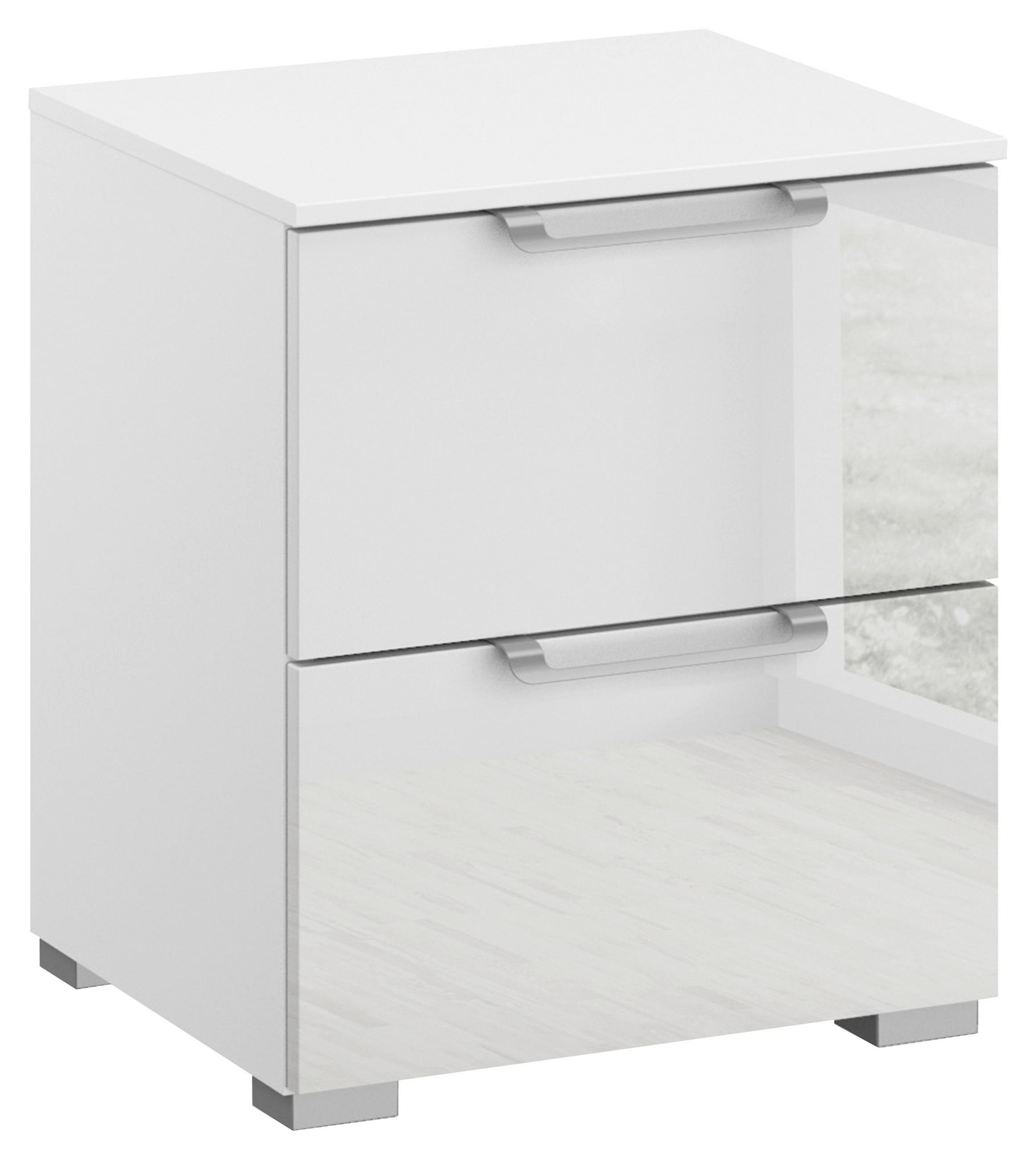 NACHTTISCH 40/49/42 cm  Klar, Weiss  - Klar/Weiss, Design, Glas/Holzwerkstoff (40/49/42cm) - Novel