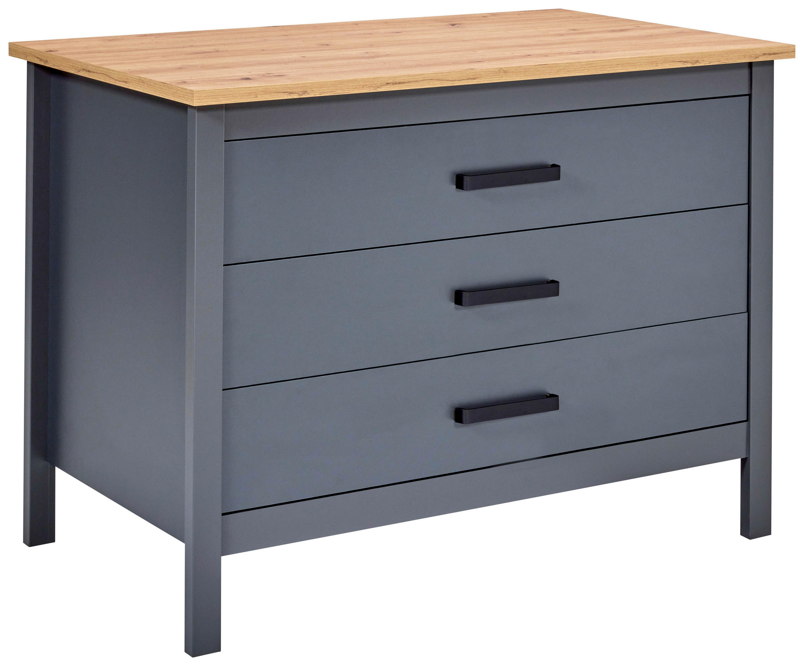 KÜCHENINSEL 124/91/75 cm  in Anthrazit, Eiche Artisan  - Anthrazit/Schwarz, MODERN, Holzwerkstoff/Metall (124/91/75cm) - home24