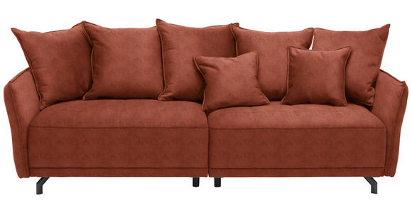 BIGSOFA Velours Rostfarben  - Rostfarben/Schwarz, Design, Textil/Metall (226/91/103cm) - Carryhome