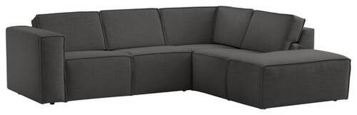 ECKSOFA in Struktur Anthrazit  - Anthrazit/Schwarz, Modern, Kunststoff/Textil (275/220cm) - Trendmanufaktur