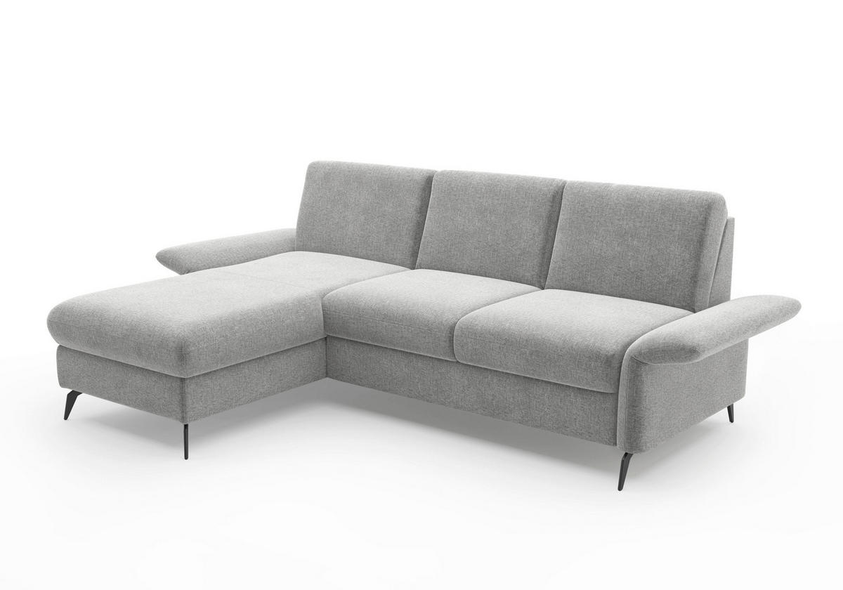 ECKSOFA ROCHELLE E Hellgrau Flachgewebe  - Hellgrau/Schwarz, KONVENTIONELL, Textil/Metall (164/251cm) - Sit & More