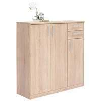 KOMODA, dub sonoma, 106/110/36 cm - čierna/strieborná, Konventionell, kov/kompozitné drevo (106/110/36cm) - Xora