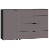 SIDEBOARD 135/87/43 cm Dunkelgrau, Schwarz  - Dunkelgrau/Schwarz, Design, Glas/Holzwerkstoff (135/87/43cm) - Jutzler