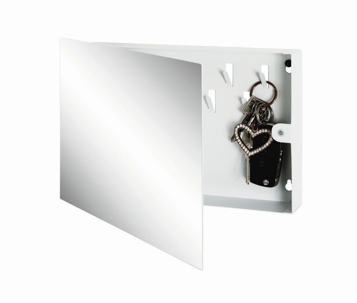 SCHLÜSSELKASTEN Weiß  - Weiß, MODERN, Glas/Metall (28/19/4cm)