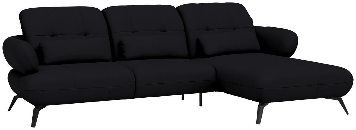 ECKSOFA Flachgewebe Schwarz  - Schwarz, Design, Textil/Metall (282/189cm) - Novel