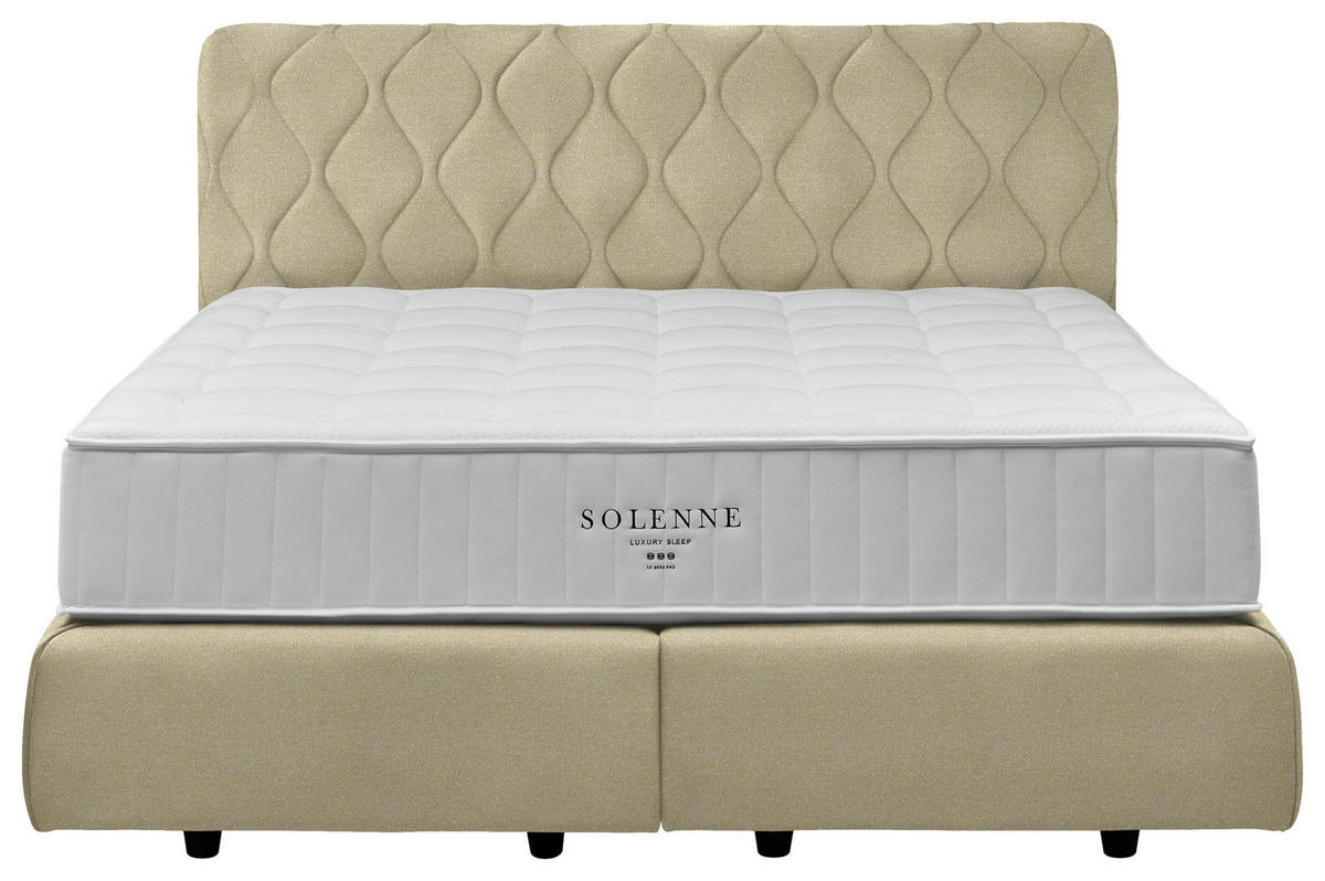 BOXSPRINGBETT 180/200 cm  in Creme  - Creme/Schwarz, Design, Kunststoff/Textil (180/200cm) - Johann Jakob