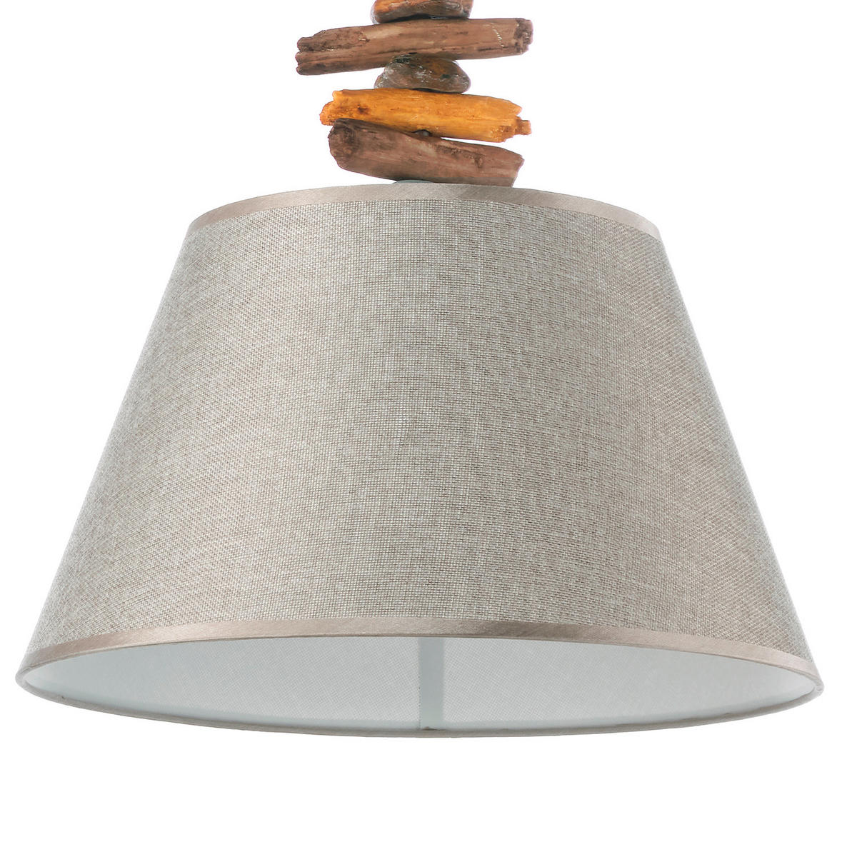 HÄNGELEUCHTE 40/100 cm  - Weiß/Grau, KONVENTIONELL, Textil/Stein (40/100cm)