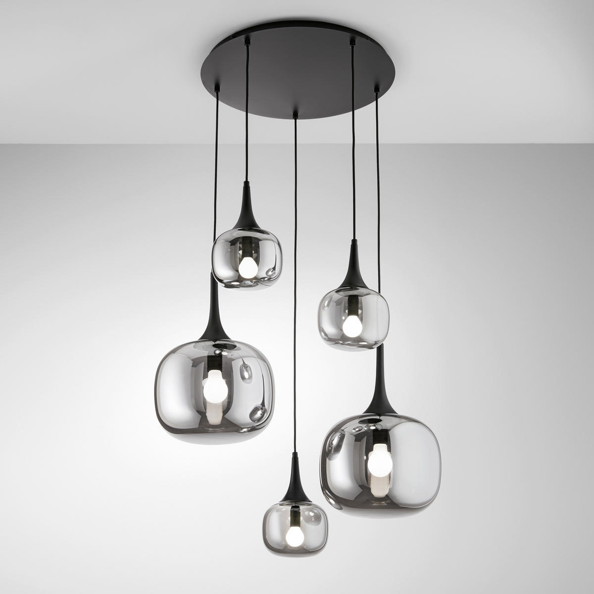HÄNGELEUCHTE Luce Ambiente e Design 70/200 cm   - Schwarz, Trend, Glas/Metall (70/200cm)
