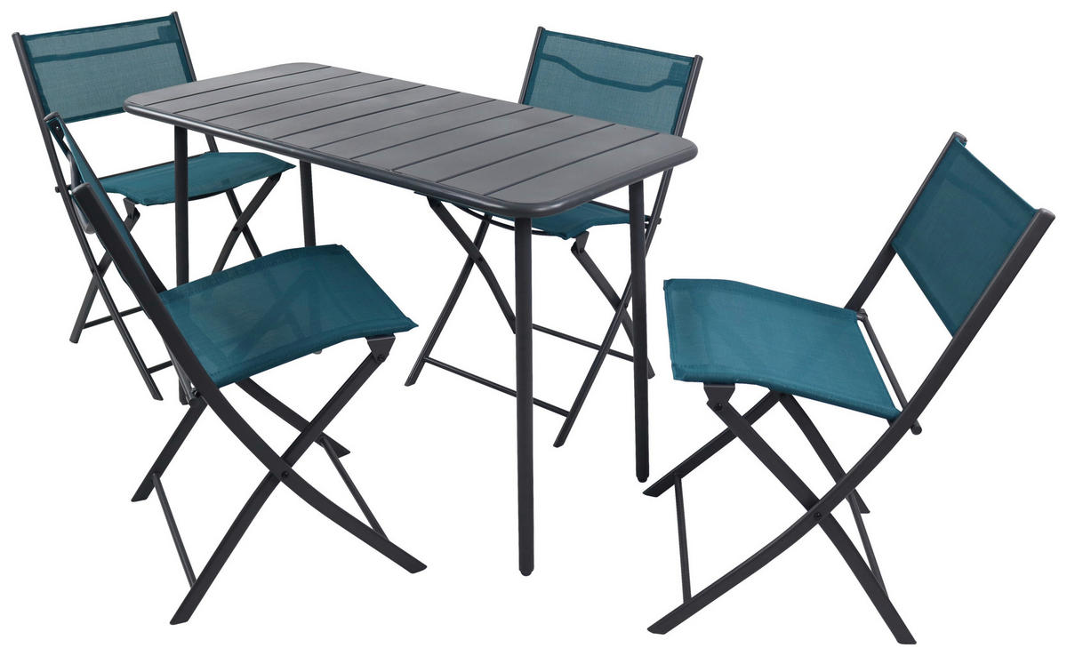GARTENSET  5-teilig  - Türkis/Schwarz, Modern, Kunststoff/Textil - Ambia Garden