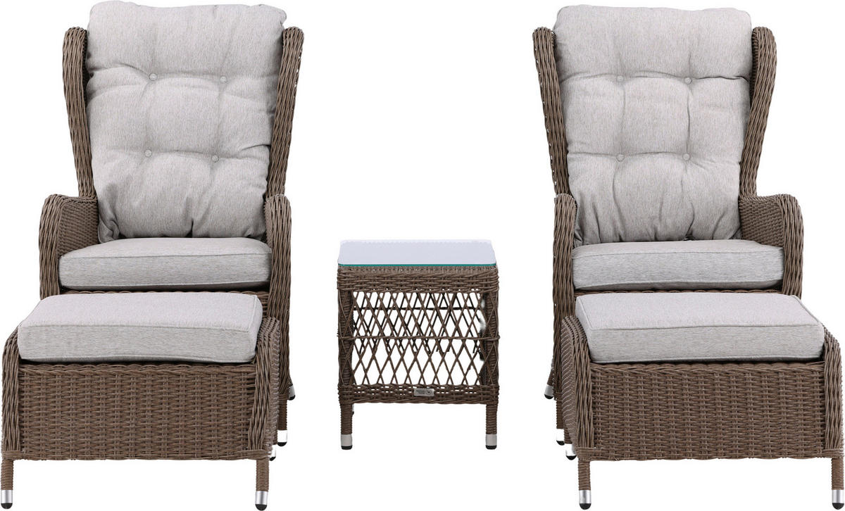 LOUNGEGARNITUR    - Beige/Braun, KONVENTIONELL, Kunststoff/Textil - Gardenson