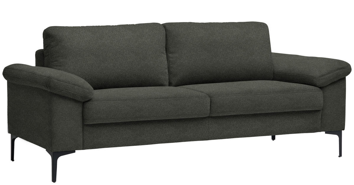 2,5-SITZER in Flachgewebe Grau  - Schwarz/Grau, Design, Textil/Metall (206/86/97cm) - Pure Home Lifestyle
