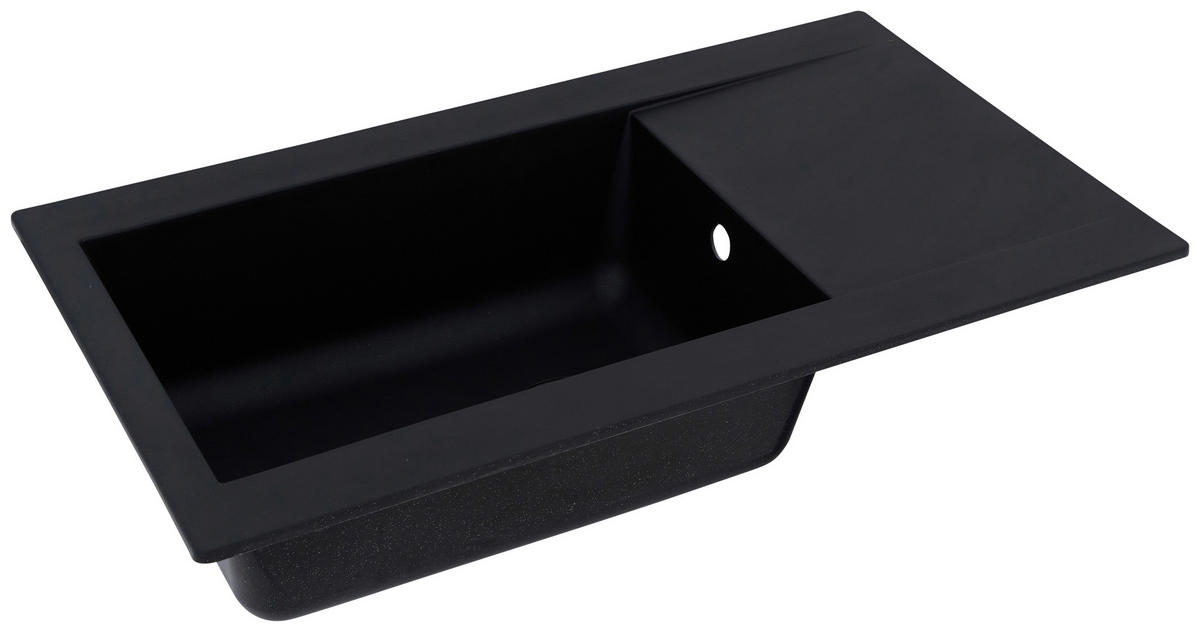 SPÜLE 1712DENVER86X50S  - Schwarz, Trend, Glas/Kunststoff (86/20/50cm) - Respekta