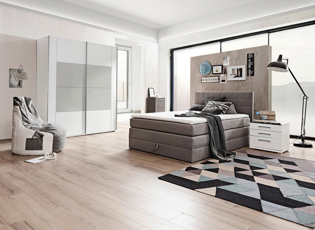 POSTELJA BOXSPRING 120 cm   x 200 cm  , tekstil siva  - črna/siva, Design, umetna masa/tekstil (120/200cm) - Xora