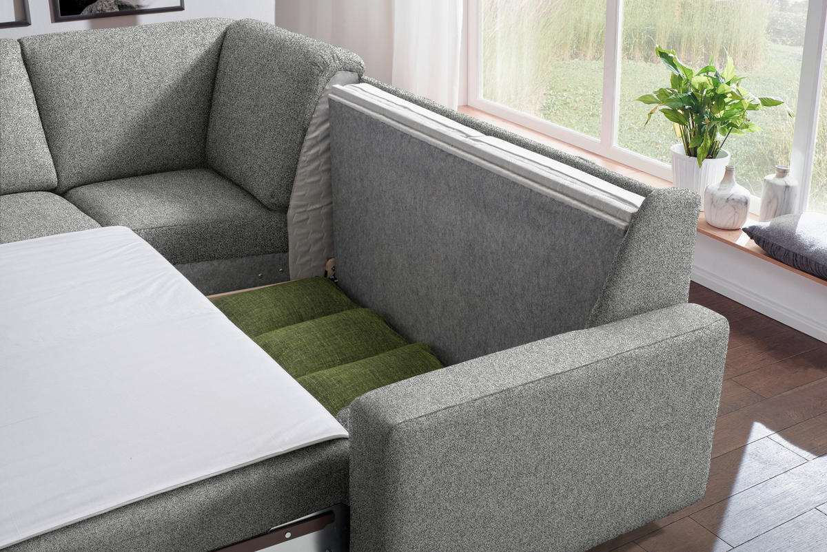 WOHNLANDSCHAFT  in Mikrovelours Naturfarben  - Anthrazit/Alufarben, KONVENTIONELL, Textil (158/323/237cm) - Sedda