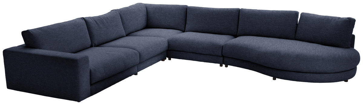 ECKSOFA  in Flachgewebe Dunkelblau  365/425 cm  - Schwarz/Dunkelblau, Design, Kunststoff/Textil (365/425cm) - Lomoco