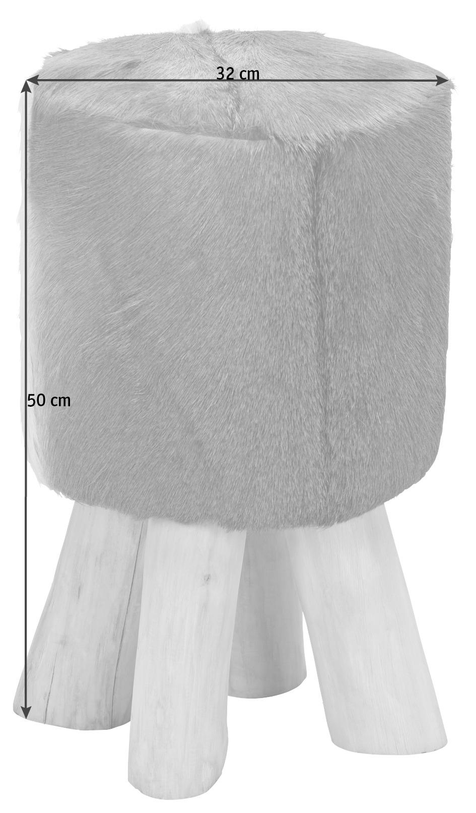 HOCKER Echtleder Teakholz Braun, Naturfarben, Weiß  - Naturfarben/Braun, LIFESTYLE, Leder/Holz (32/50/32cm) - Landscape