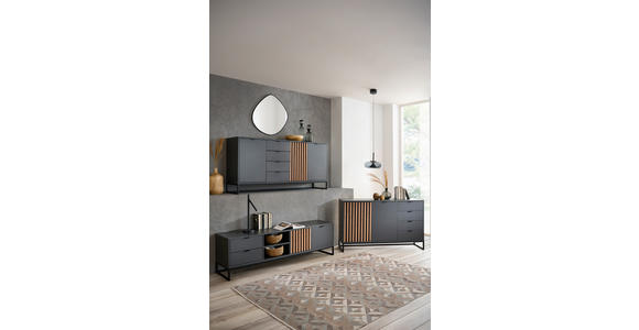 SIDEBOARD  in 177,1/85,4/40 cm  - Schwarz/Graphitfarben, MODERN, Holzwerkstoff/Metall (177,1/85,4/40cm) - Voleo